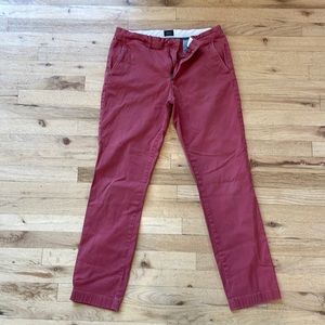 Mens J. Crew Stretch Khakis. Size 31/32. Color: Red